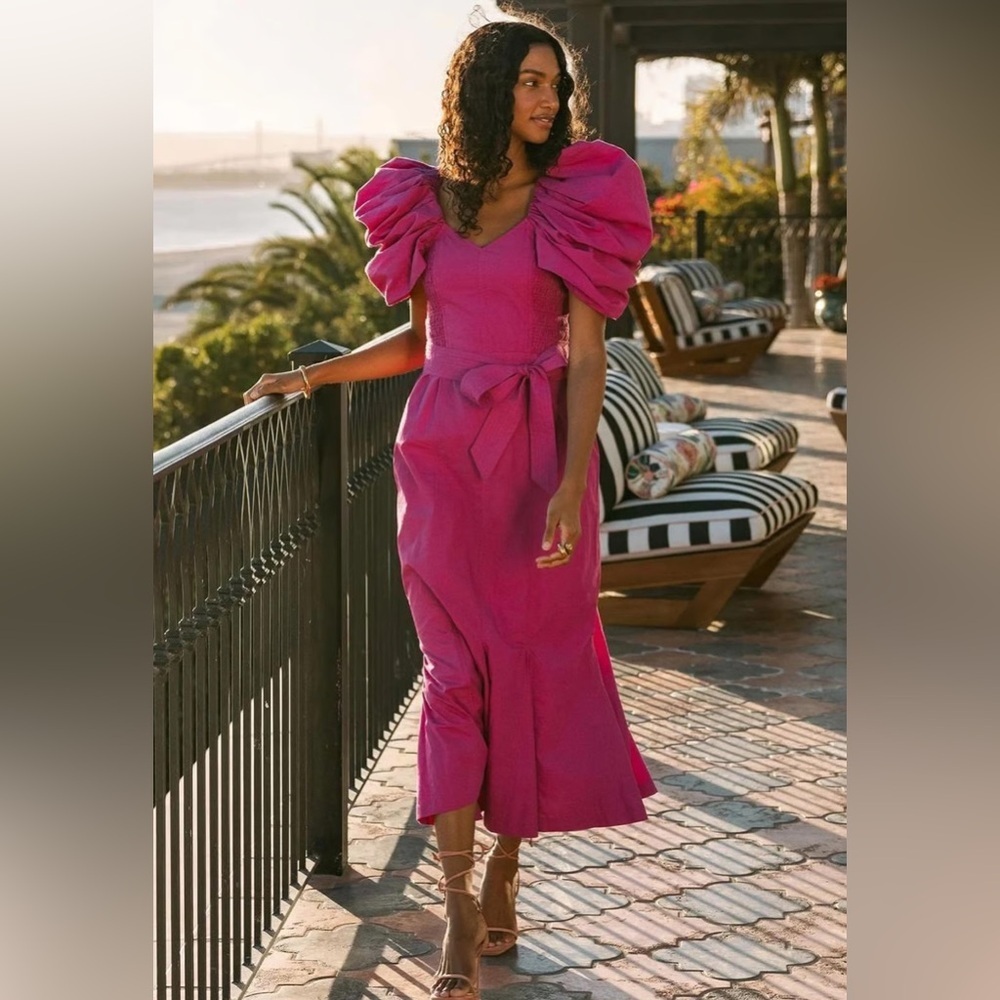 NWT CLEOBELLA Malinda Midi Dress in Bright Pink (121)